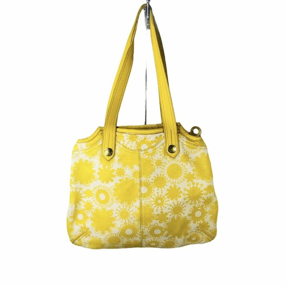 Marc Jacobs Y2K 90\'s Yellow Daisy  Pebbled Leather Handbag Shoulderbag
